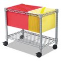 Safco Wire Mobile File, Metal, 1 Shelf, 2 Bins, 14 in. x 24 in. x 20.5 in, Metallic Gray 5201GR